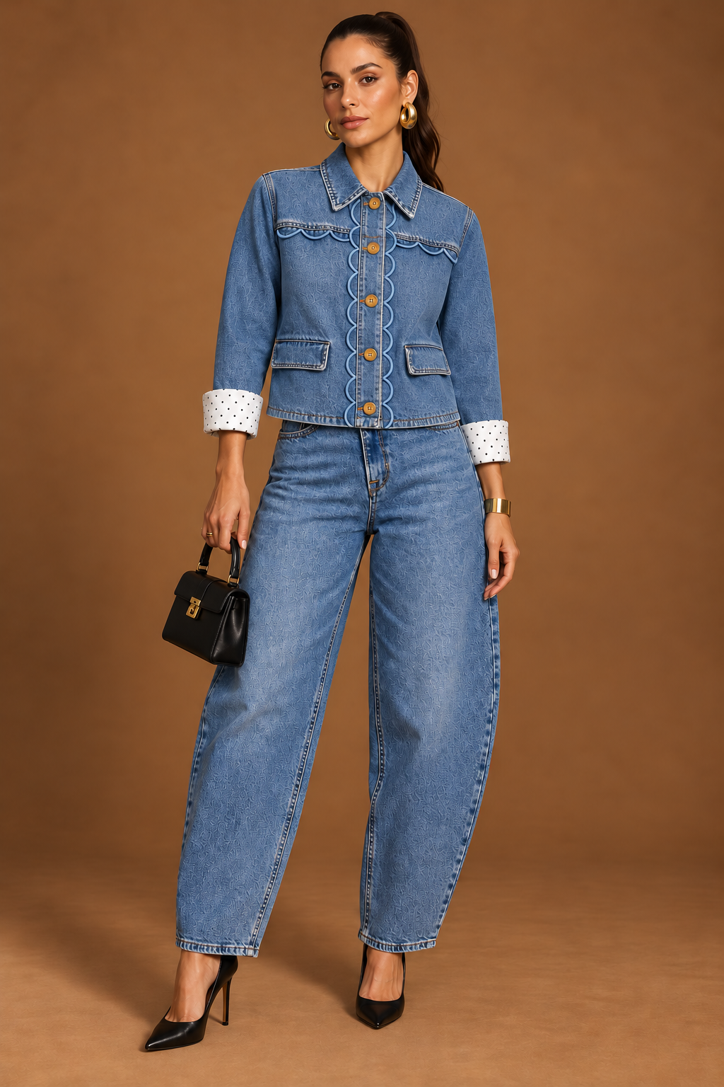 SCALLOP TRIM DENIM JACKET