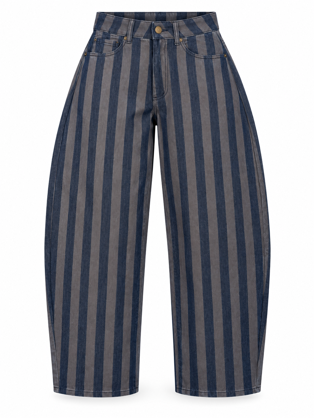STRIPED ICON BARREL JEANS