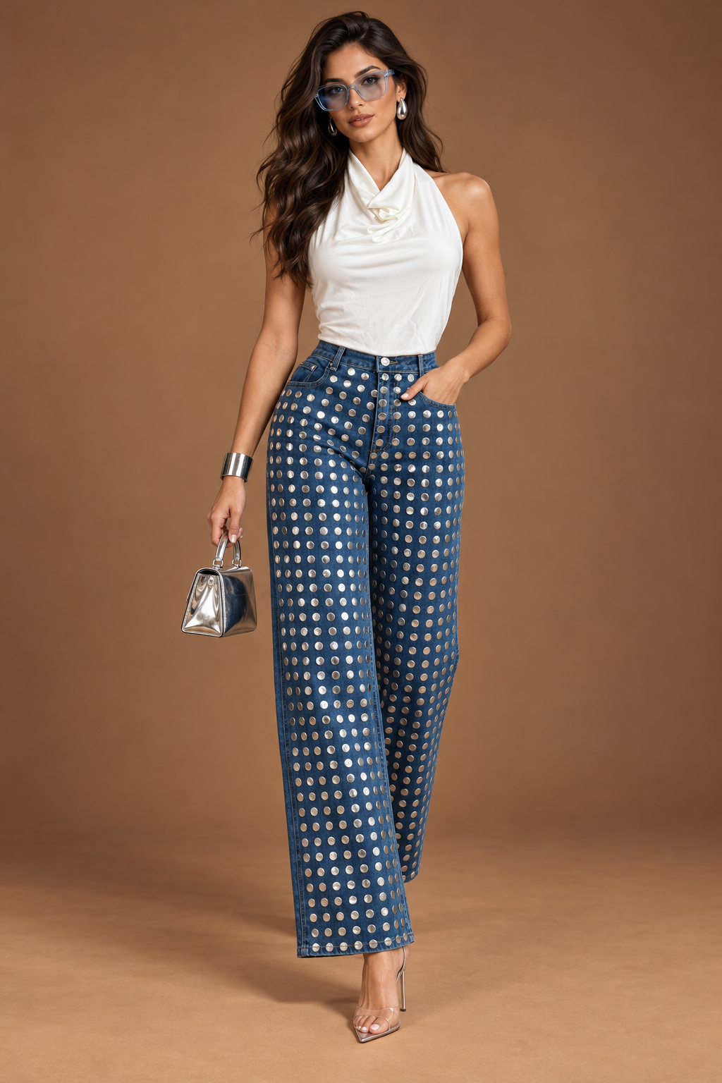 SILVER SPOT WIDE LEG JEANS LC