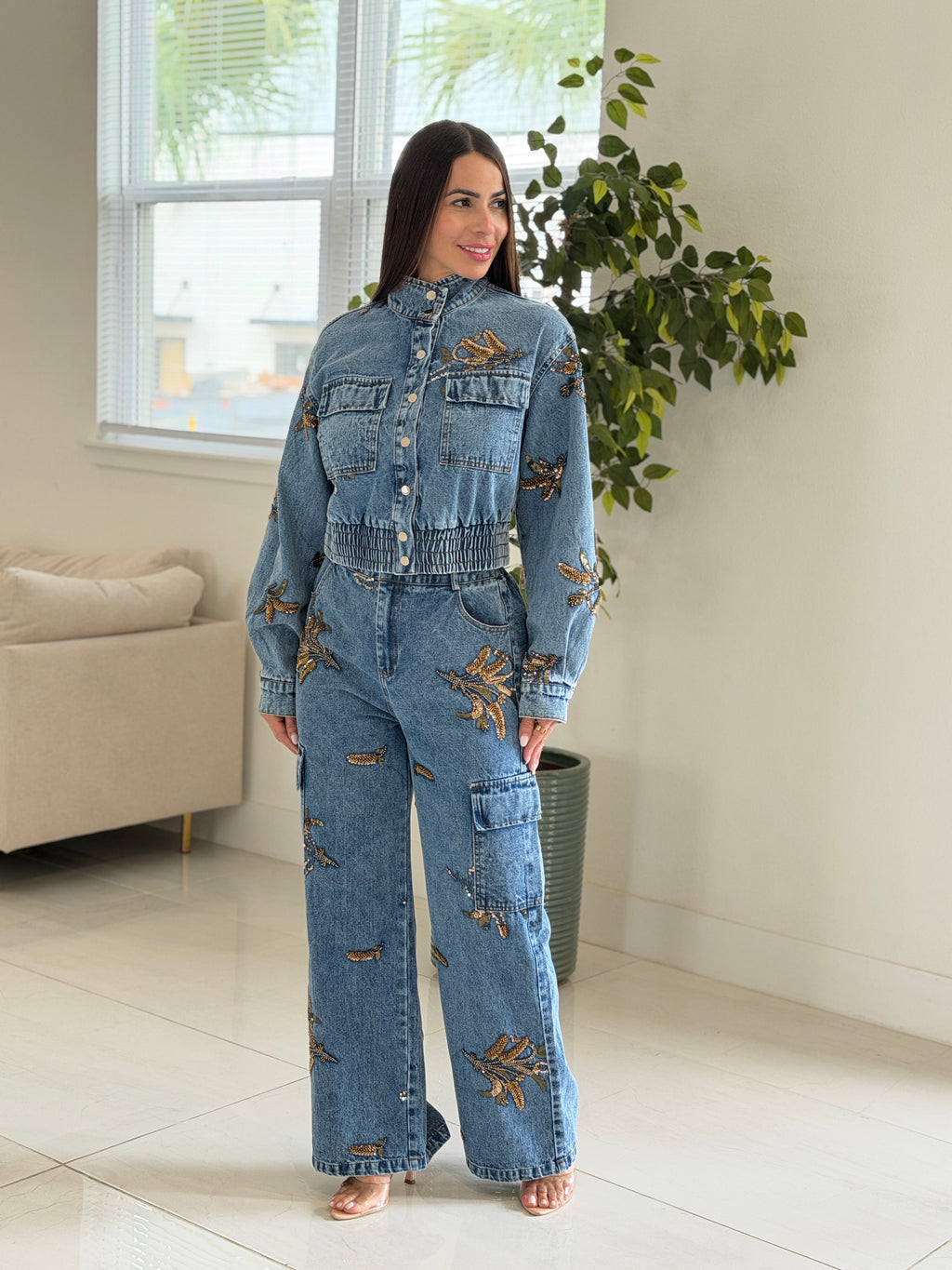 GILDED BLOOM DENIM SET