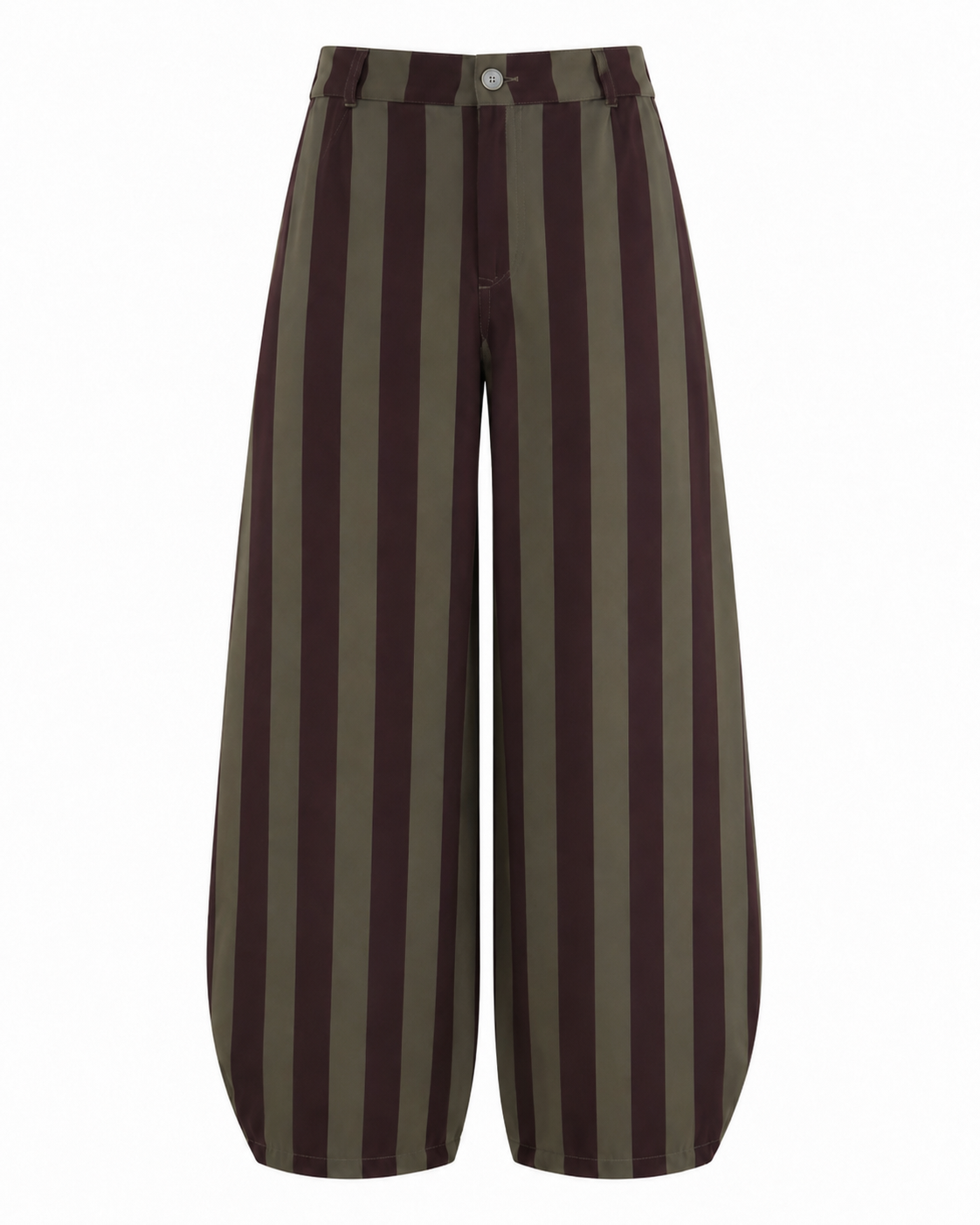 OLIVE CHOCOLATE STRIPE BARREL PANTS