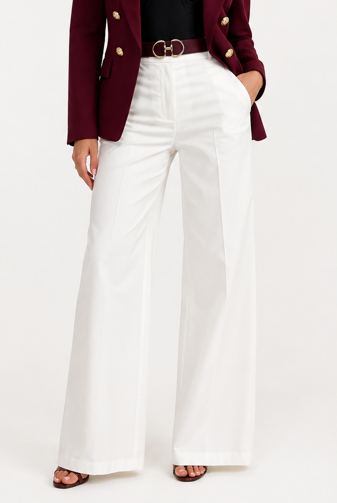 GENEVIEVE WIDE LEG PANTS – IVORY