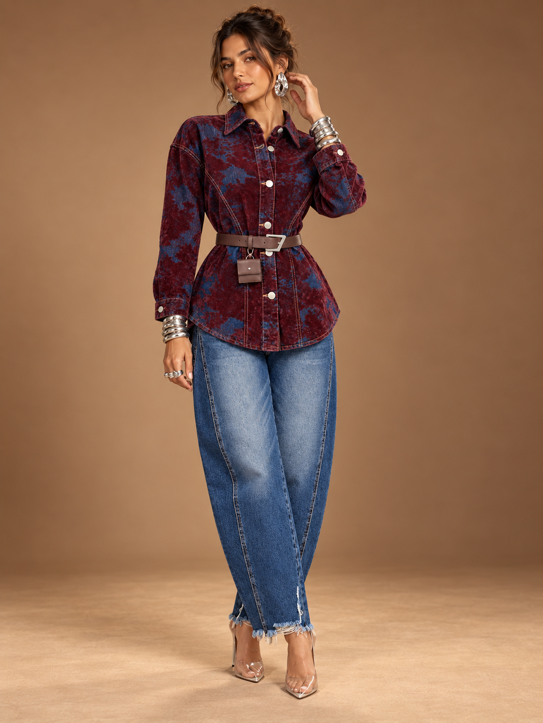 VINTAGE MUSE DENIM JACKET BURGUNDY