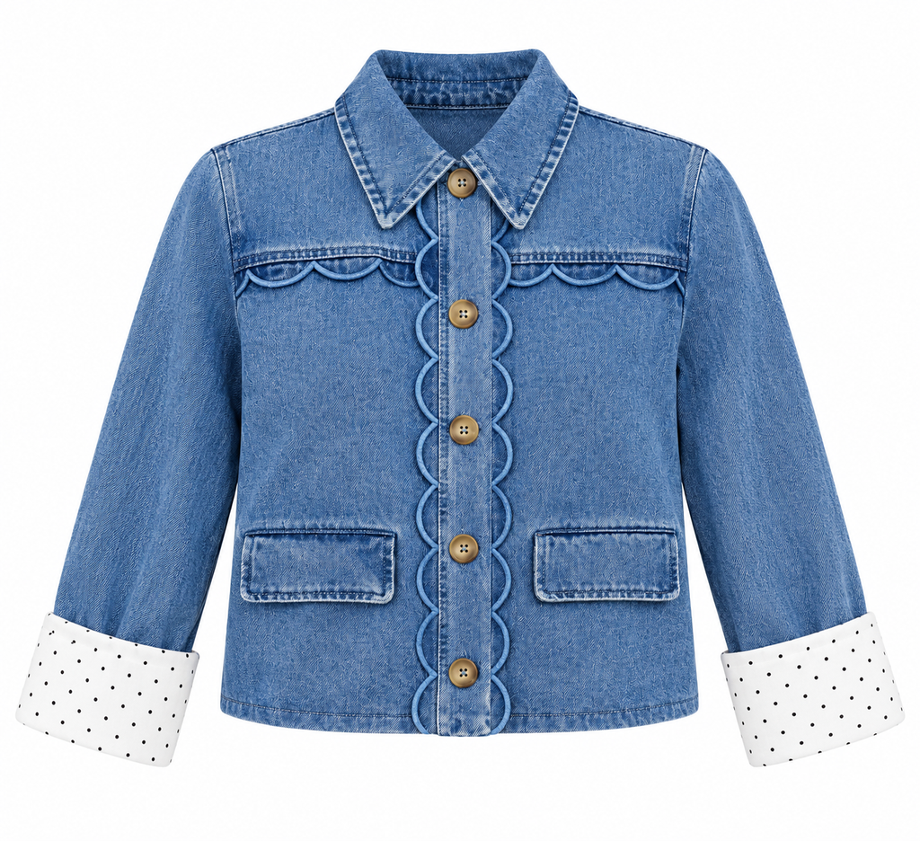 SCALLOP TRIM DENIM JACKET