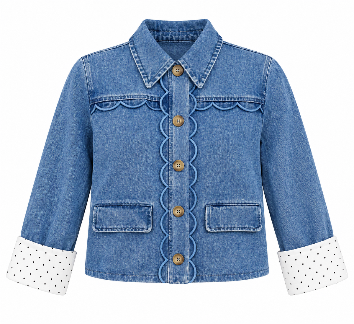 SCALLOP TRIM DENIM JACKET