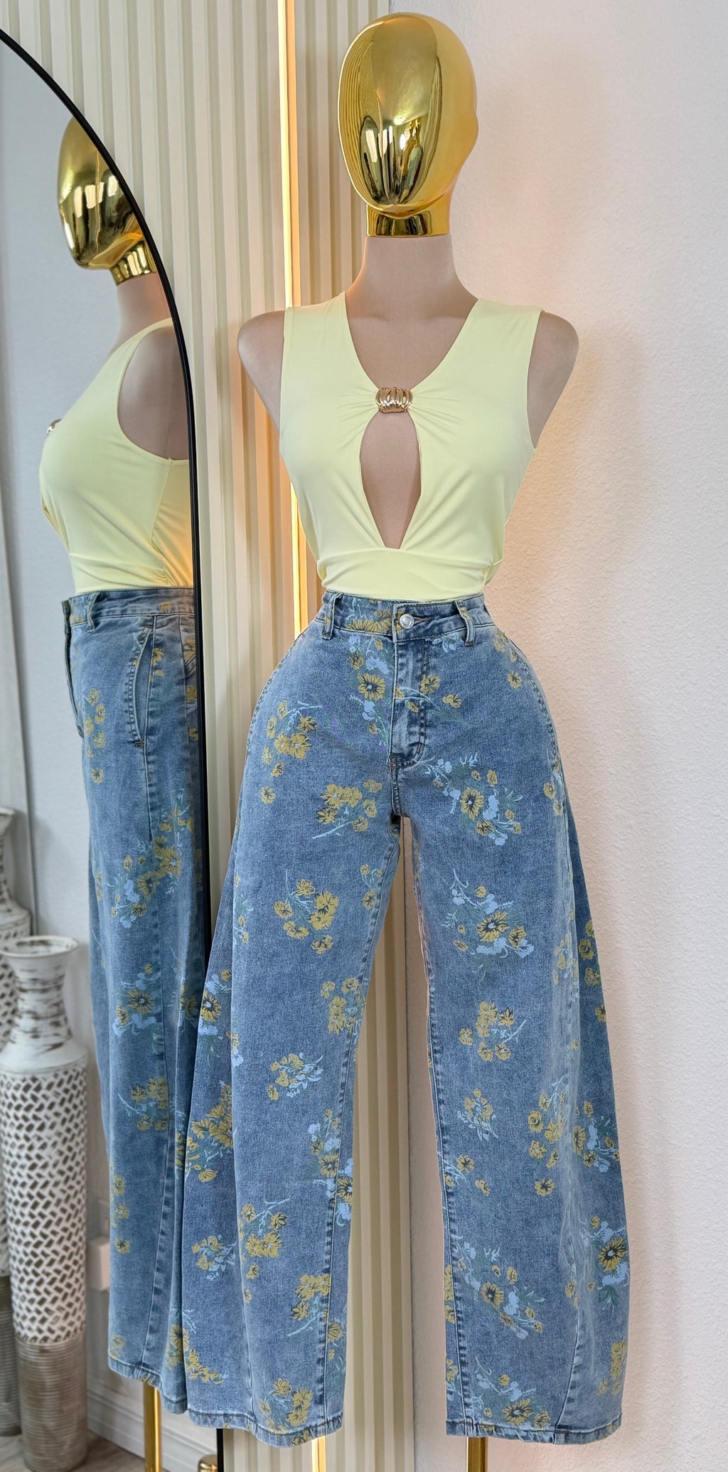 EVELYN FLORAL BARREL JEANS