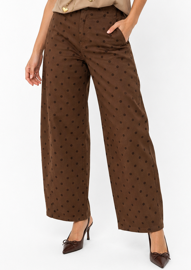 CHOCOLATE DOT BARREL PANTS