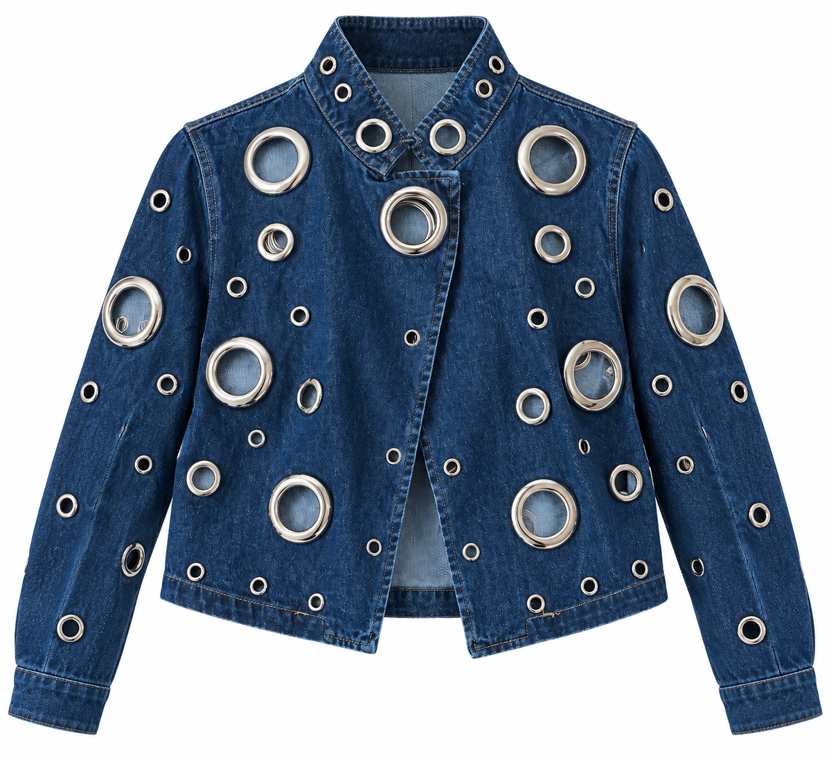SILVER EDGE EYELET DENIM JACKET