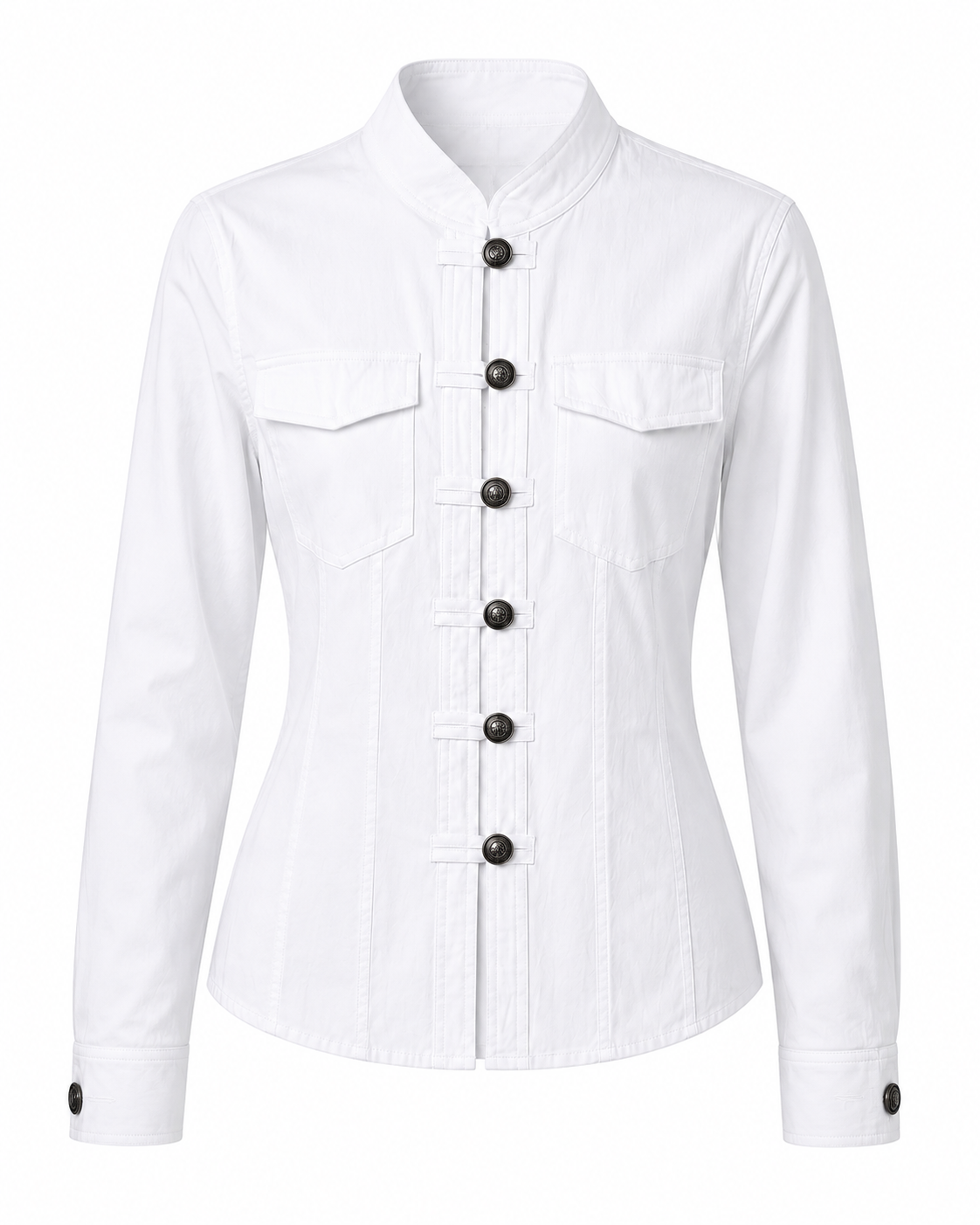 BELLA MILITARY BUTTON SHIRT