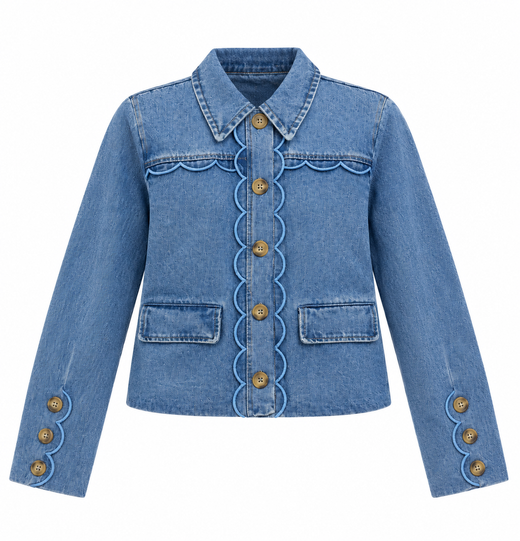 SCALLOP TRIM DENIM JACKET