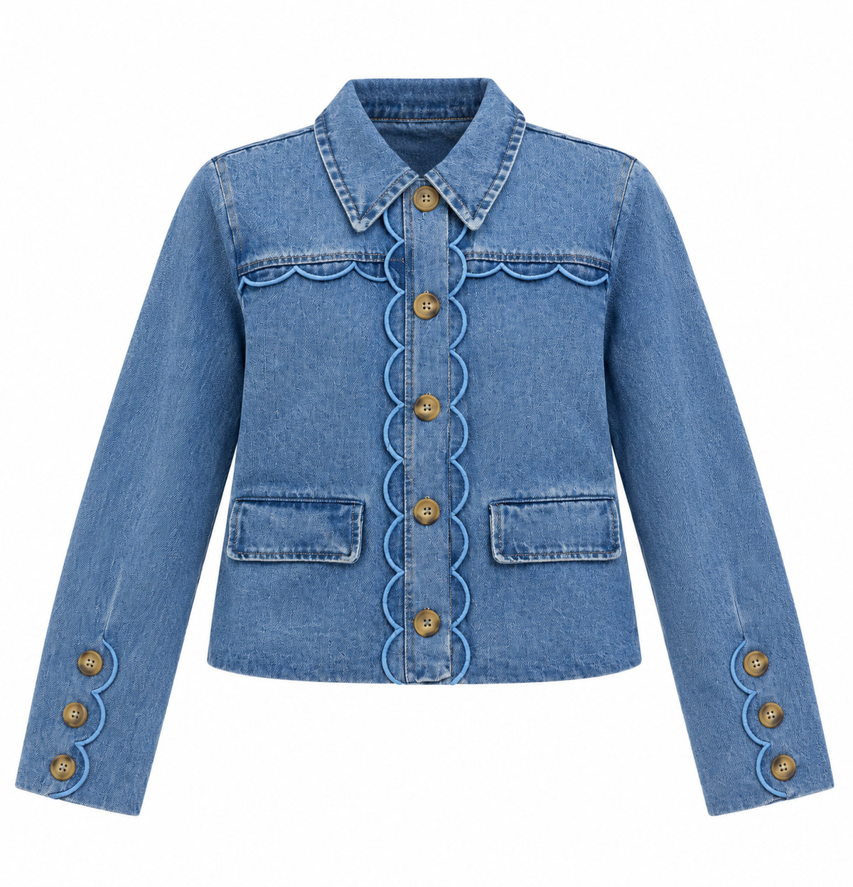 SCALLOP TRIM DENIM JACKET
