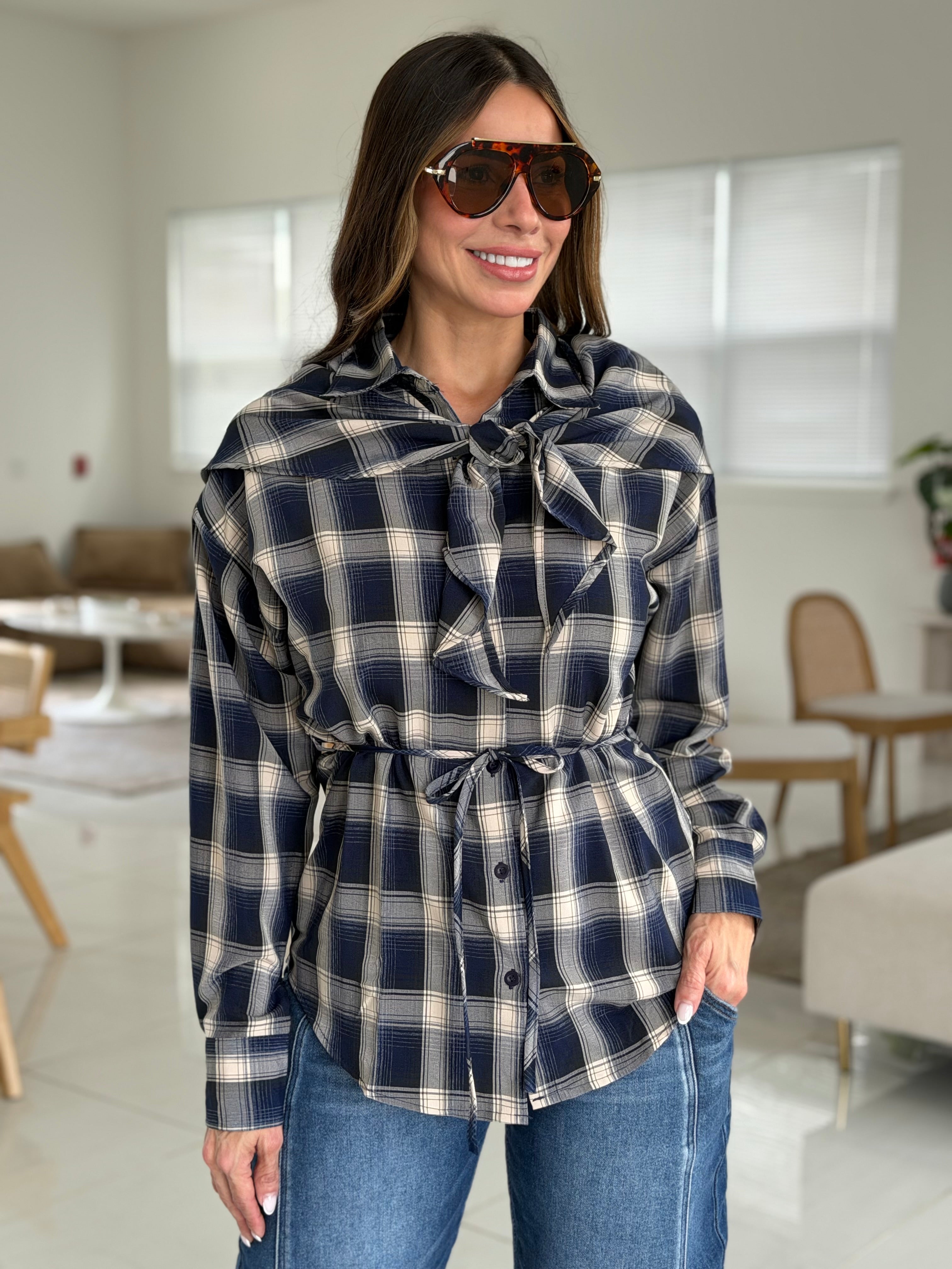 HARPER PLAID SHIRT NAVY