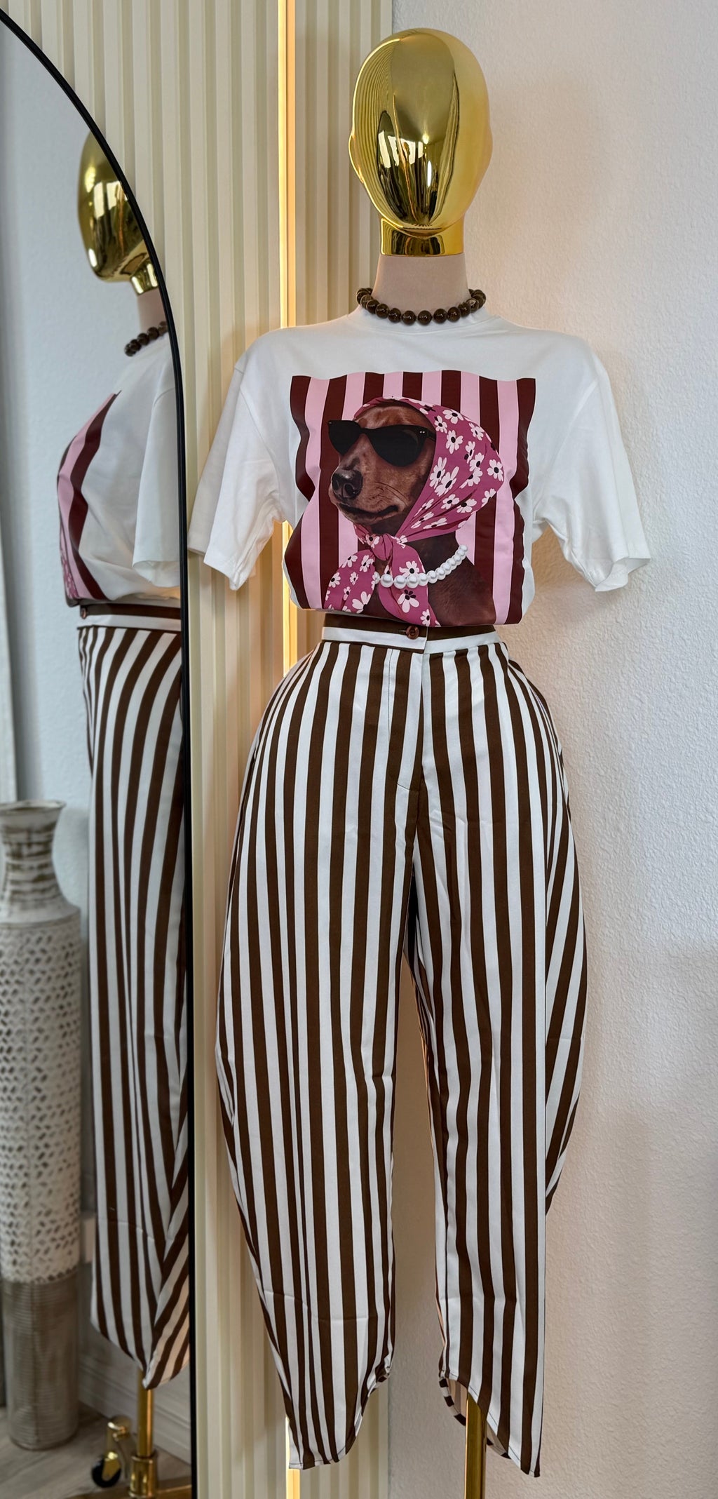 MAEL STRIPED BARREL PANTS