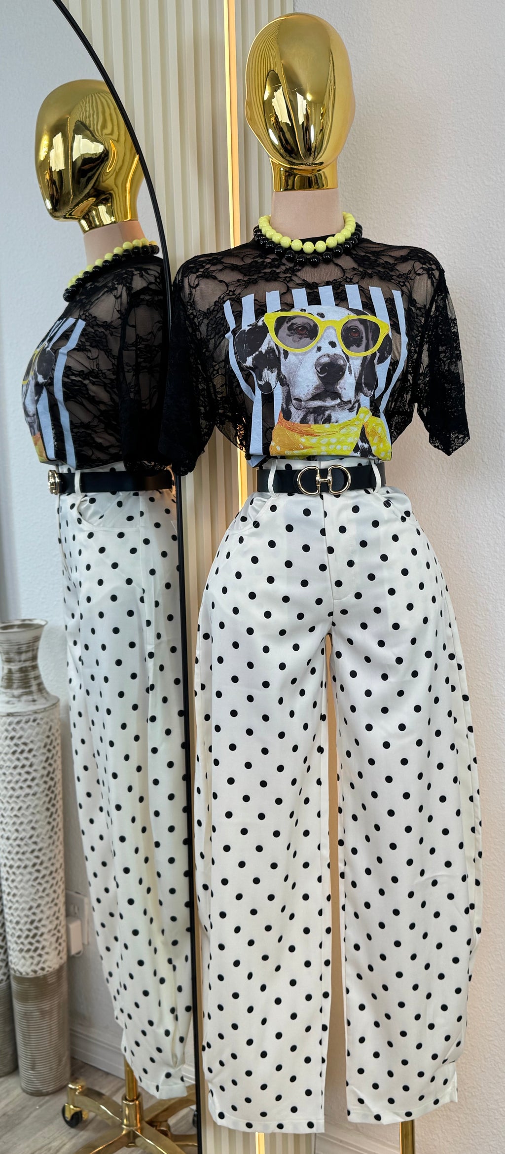 LUNA DOT BARREL PANTS