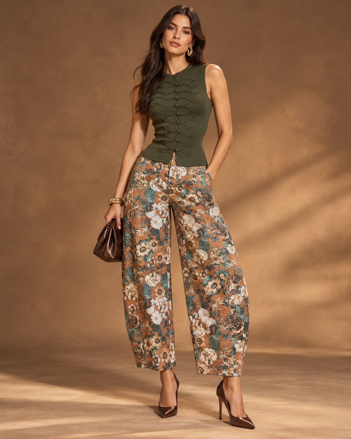VINTAGE BLOOM BARREL PANTS GREEN