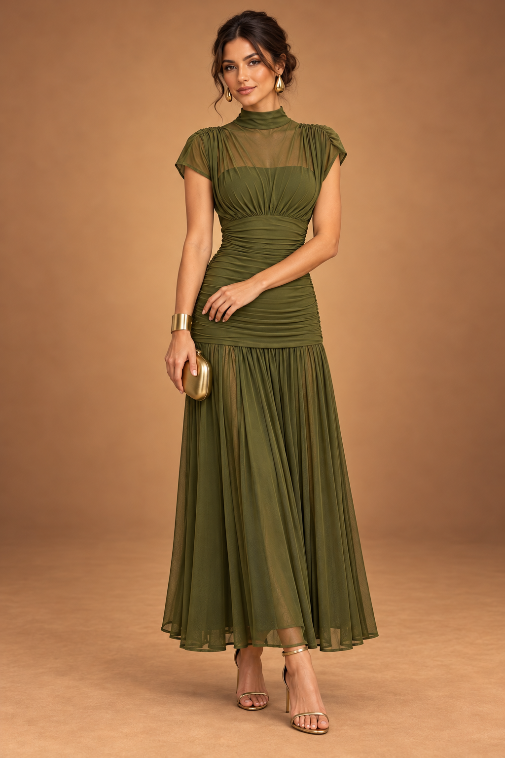 VIVIENNE MESH MIDI DRESS