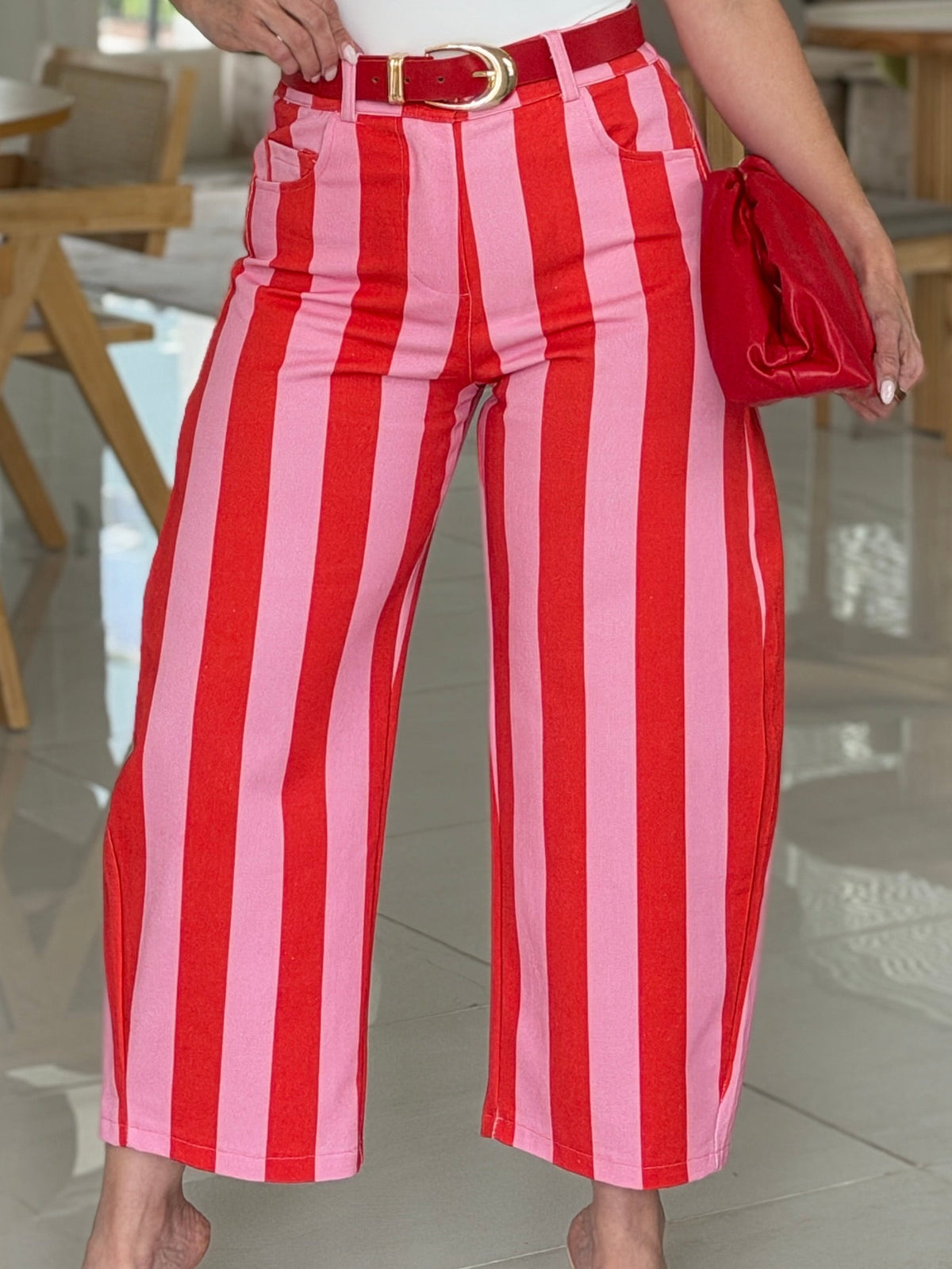 CANDY STRIPE WIDE LEG PANTS