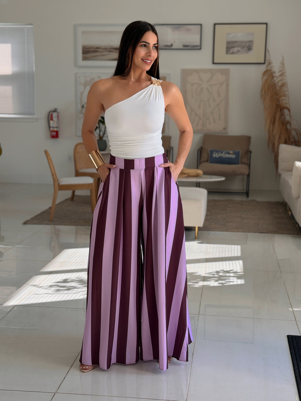 ODETTE STRIPED PALAZZO PANTS