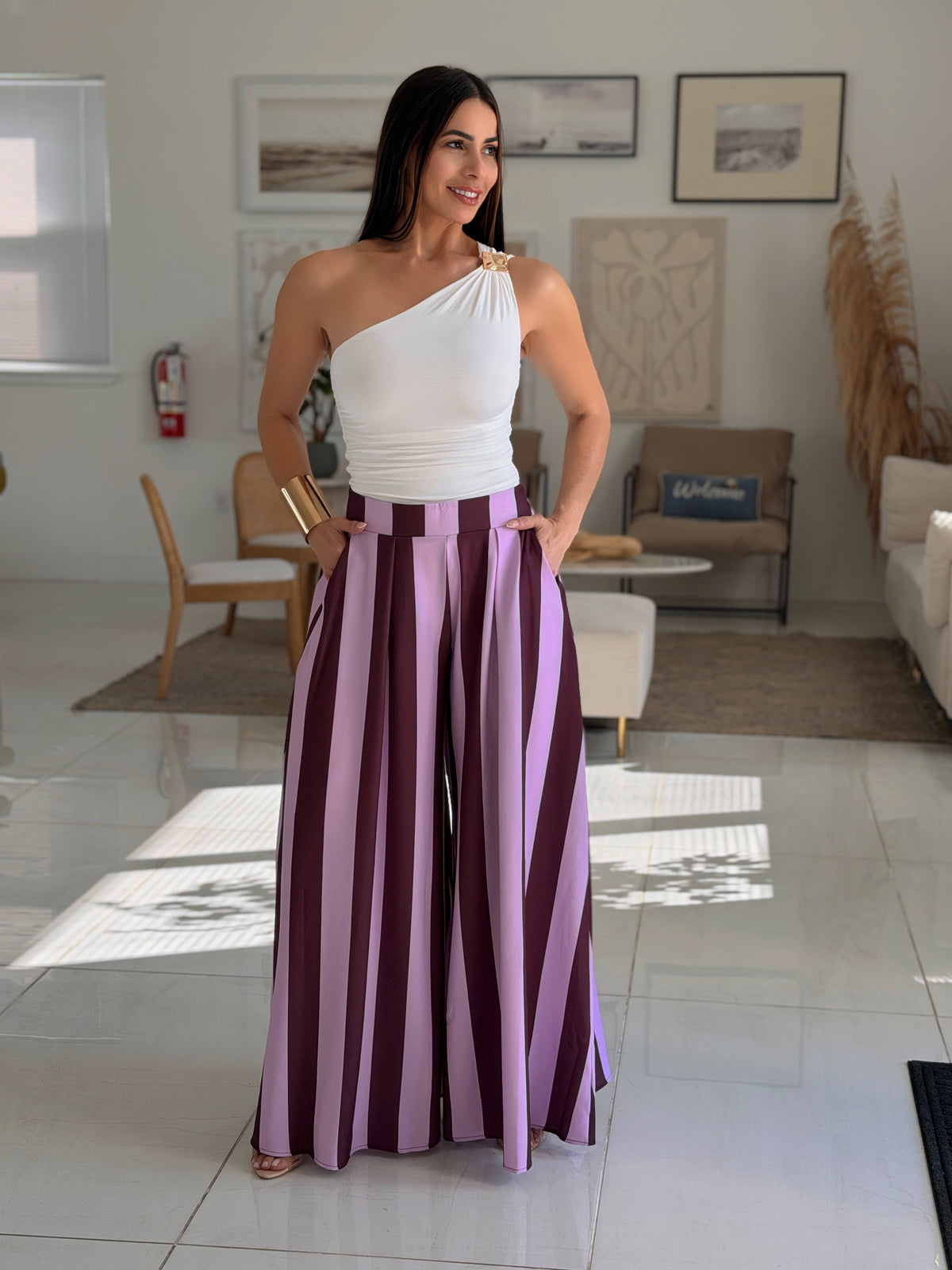 ODETTE STRIPED PALAZZO PANTS