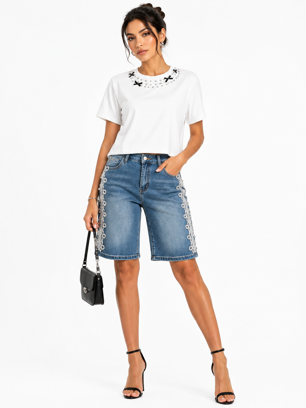 CRYSTAL BOW TEE