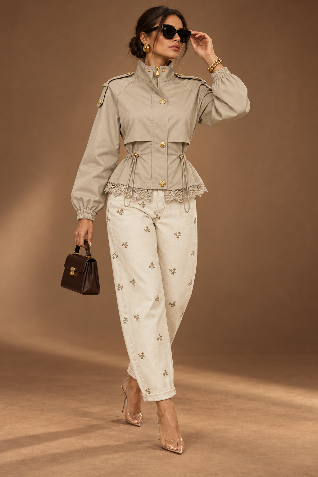 ODETTE EMBROIDERED BARREL RISEN JEANS