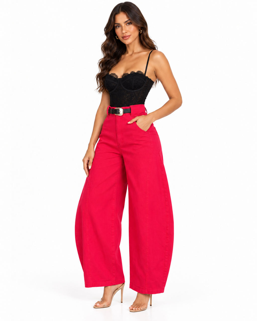 BLAIR BARREL PANTS - CHERRY