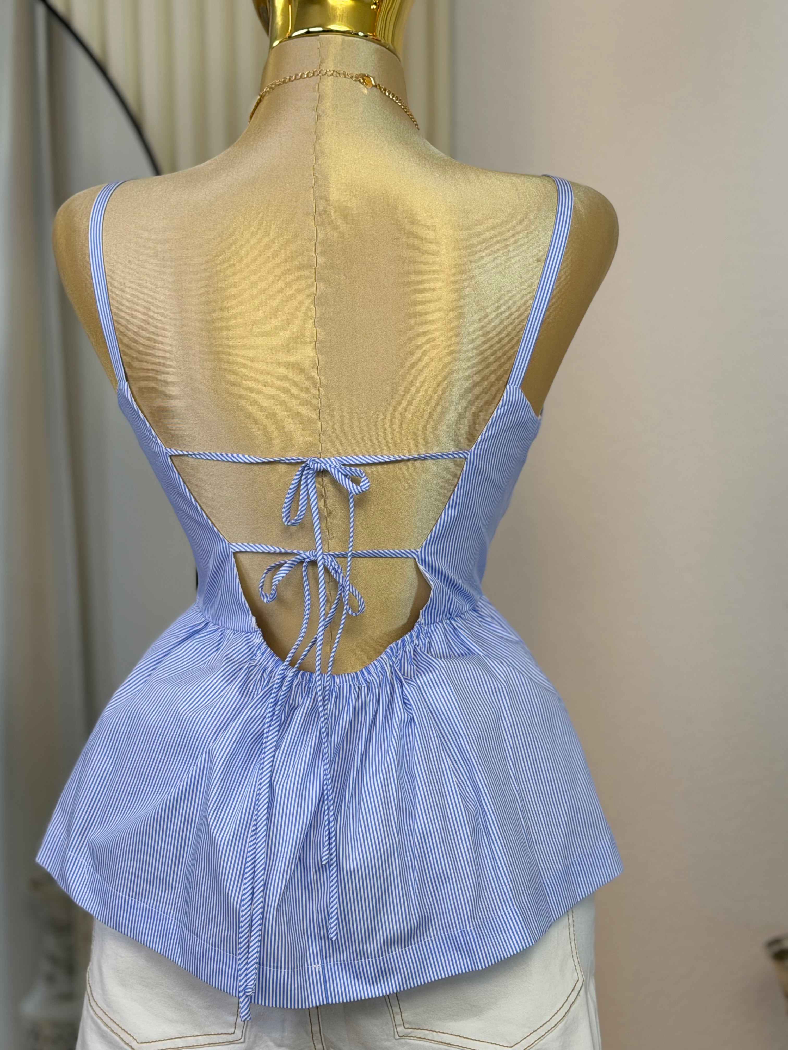 MARISOL PEPLUM TOP – SKY BLUE