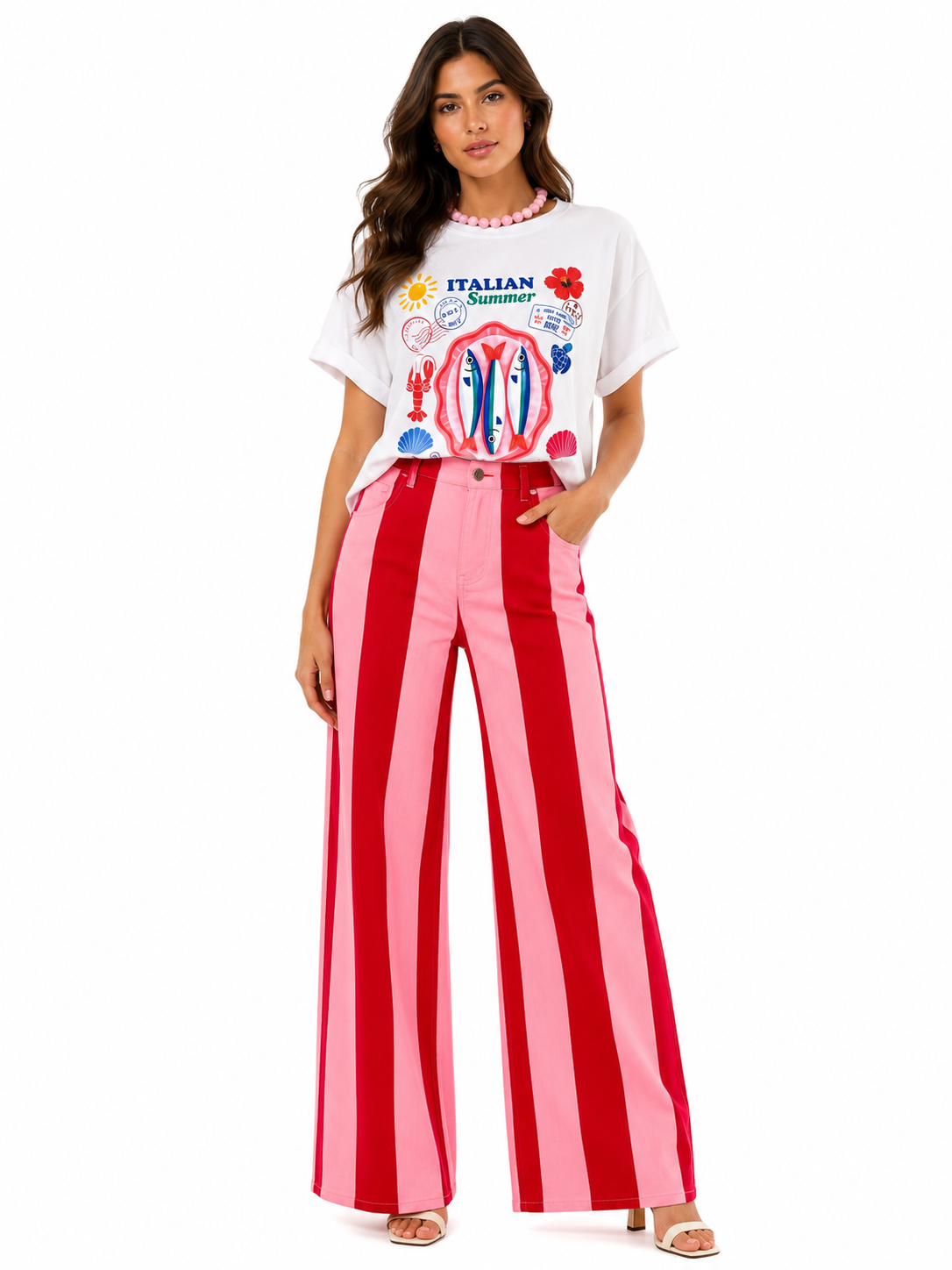 SIENNA PINK & RED STRIPE PANTS