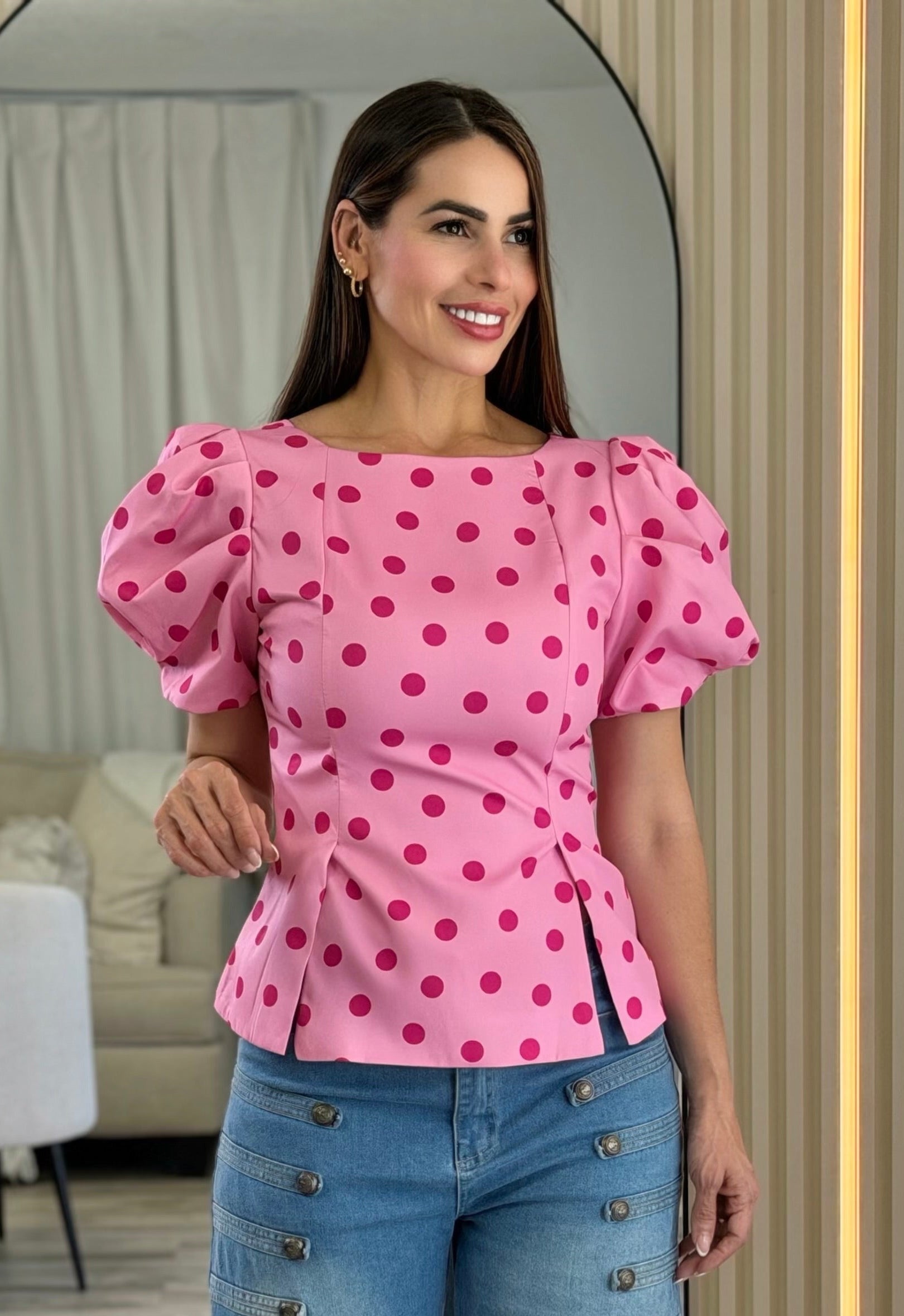 BIANCA POLKA BLOUSE