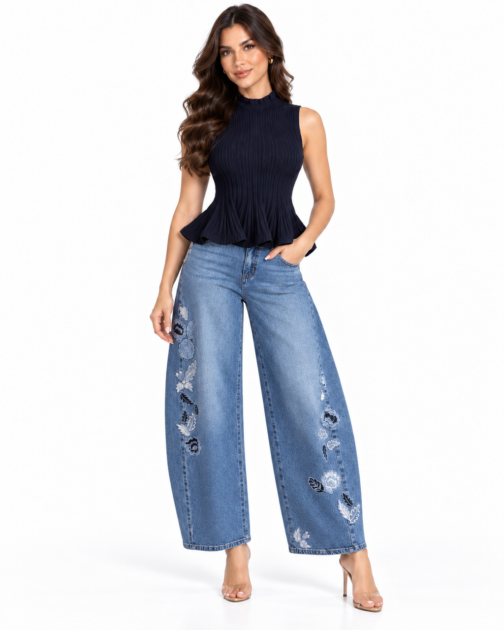 DAPHNE FLORAL BARREL JEANS