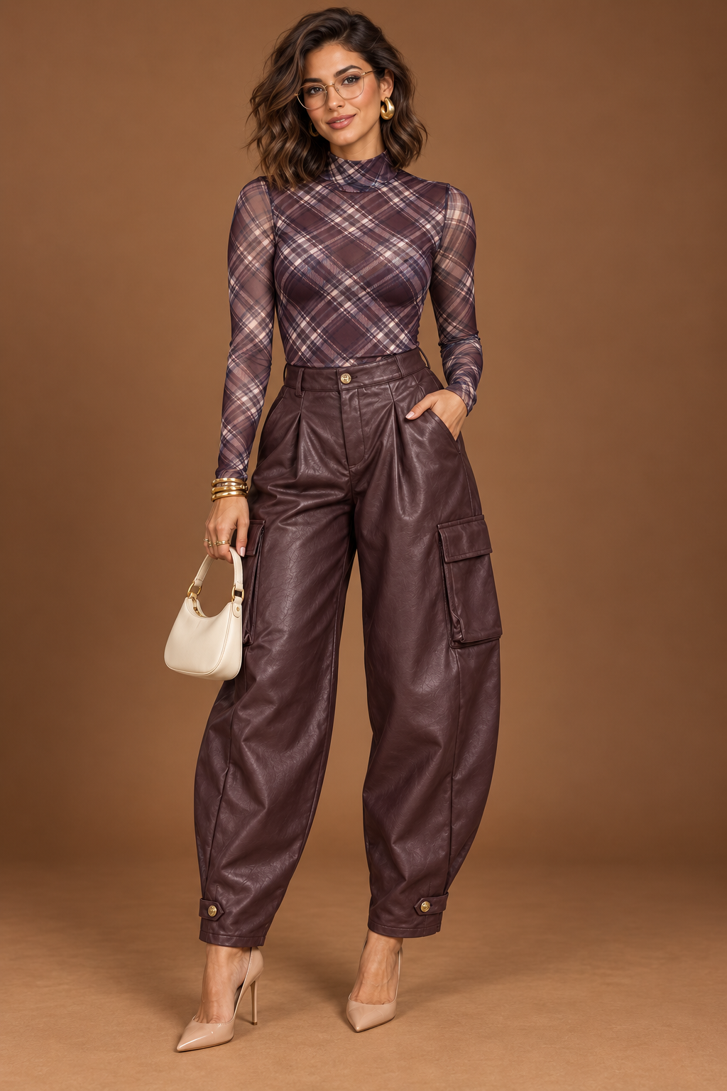 RAQUEL CARGO PANTS-BURGUNDY