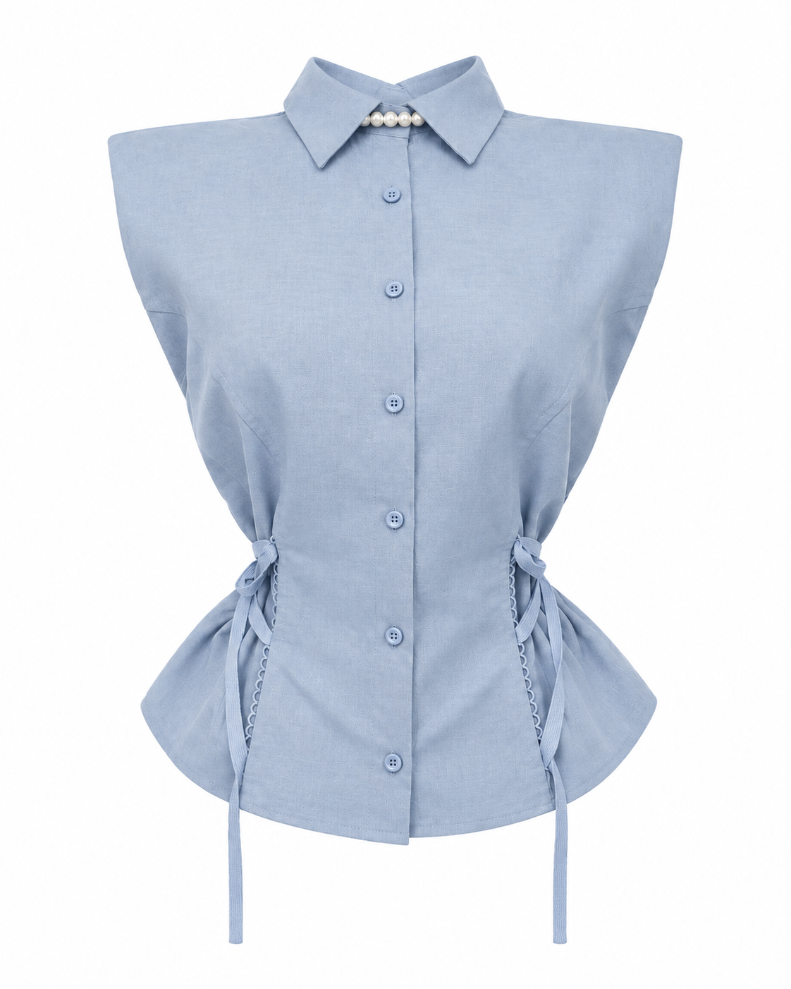 AURELIA LINEN WAIST TOP BLUE
