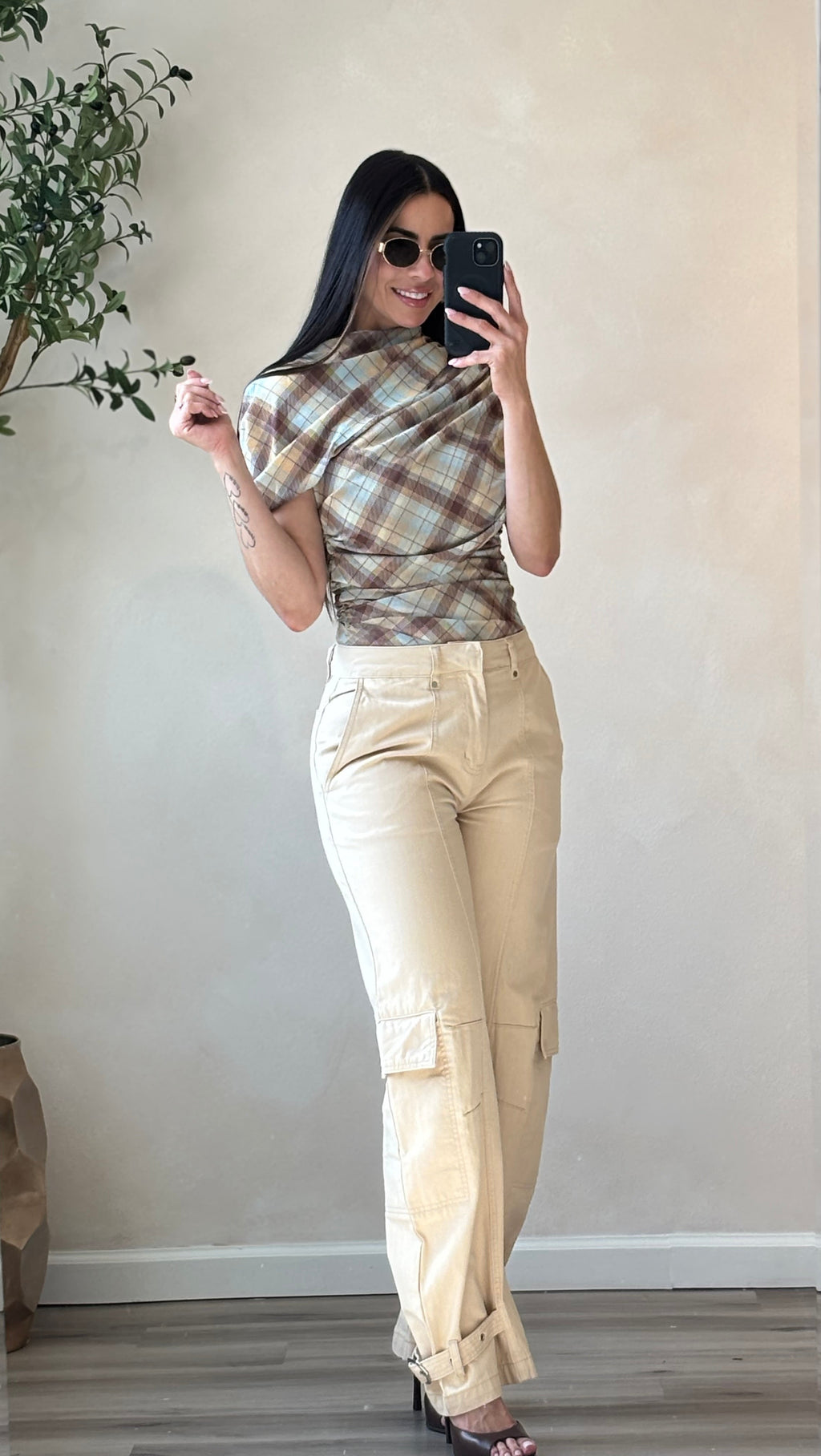 LIVIA PLAID TOP