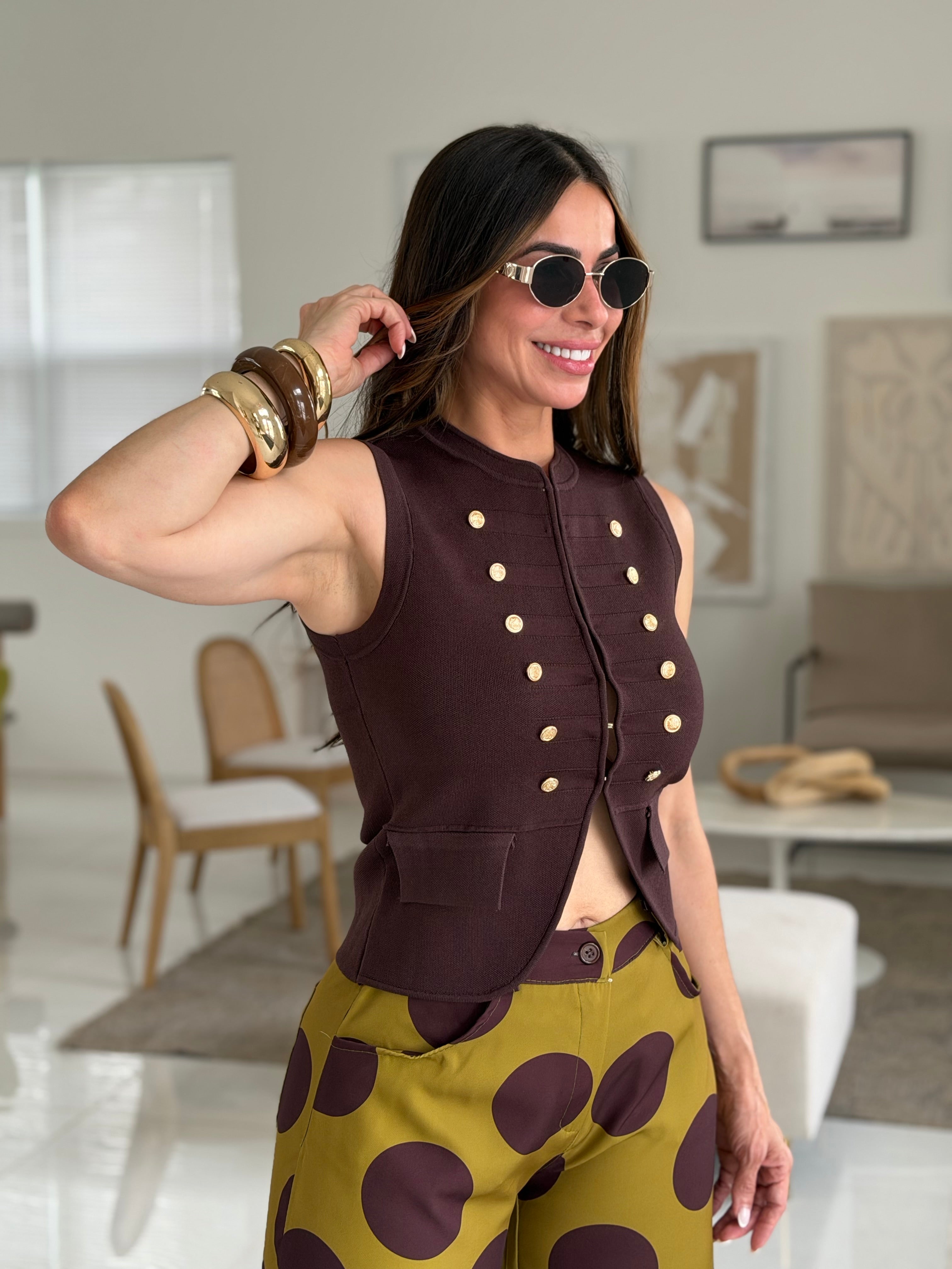 GENEVIEVE VEST – CHOCOLATE