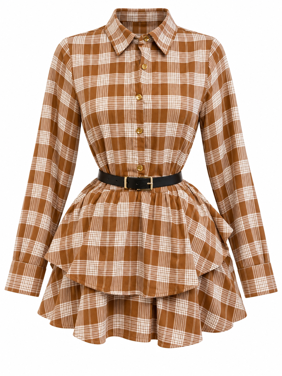 DAPHNE PLAID RUFFLE TUNIC