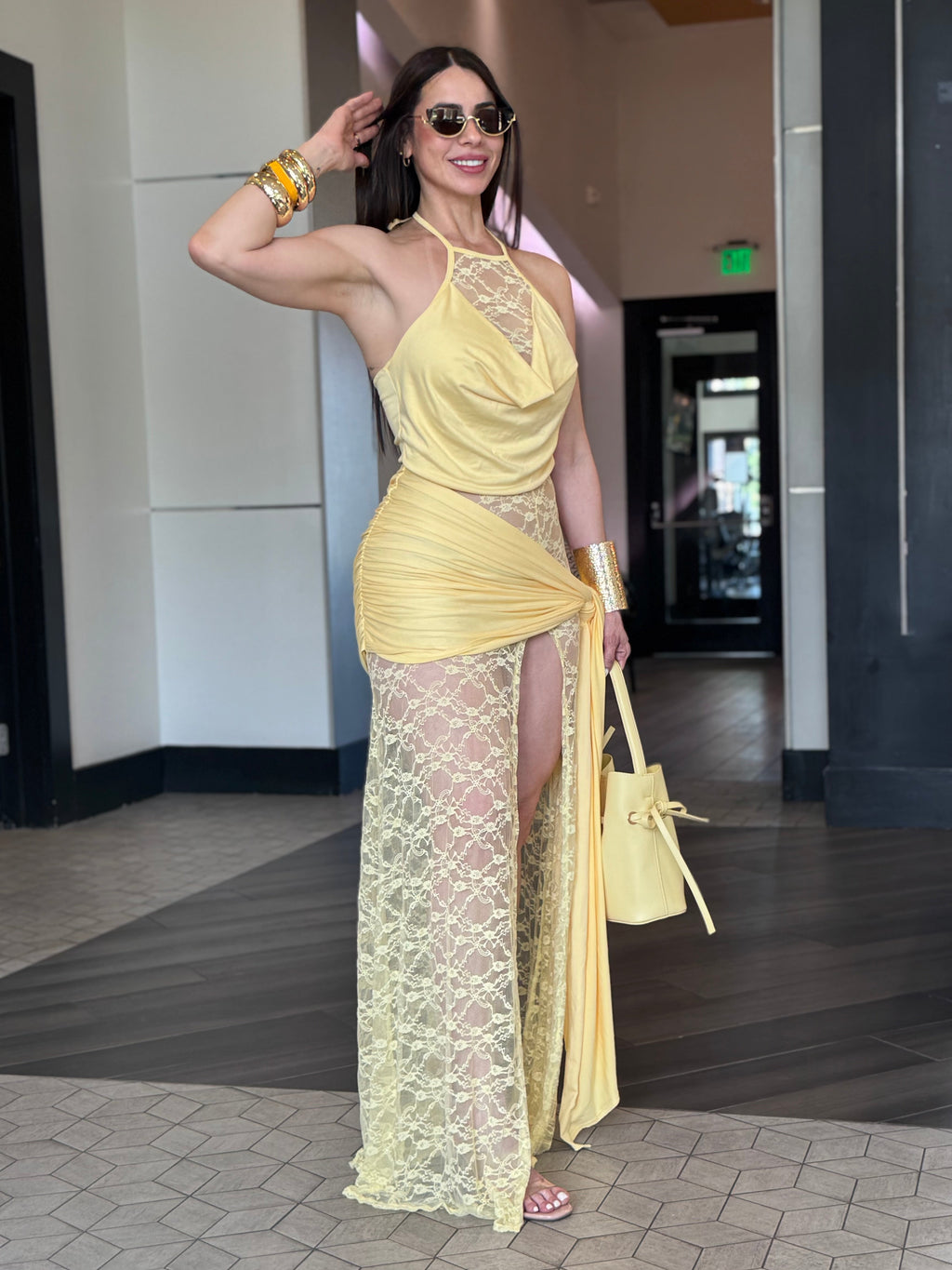 AURÉLIE YELLOW LACE DRESS