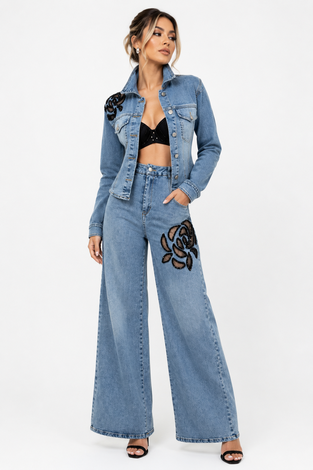 ROSE NOIR DENIM SET