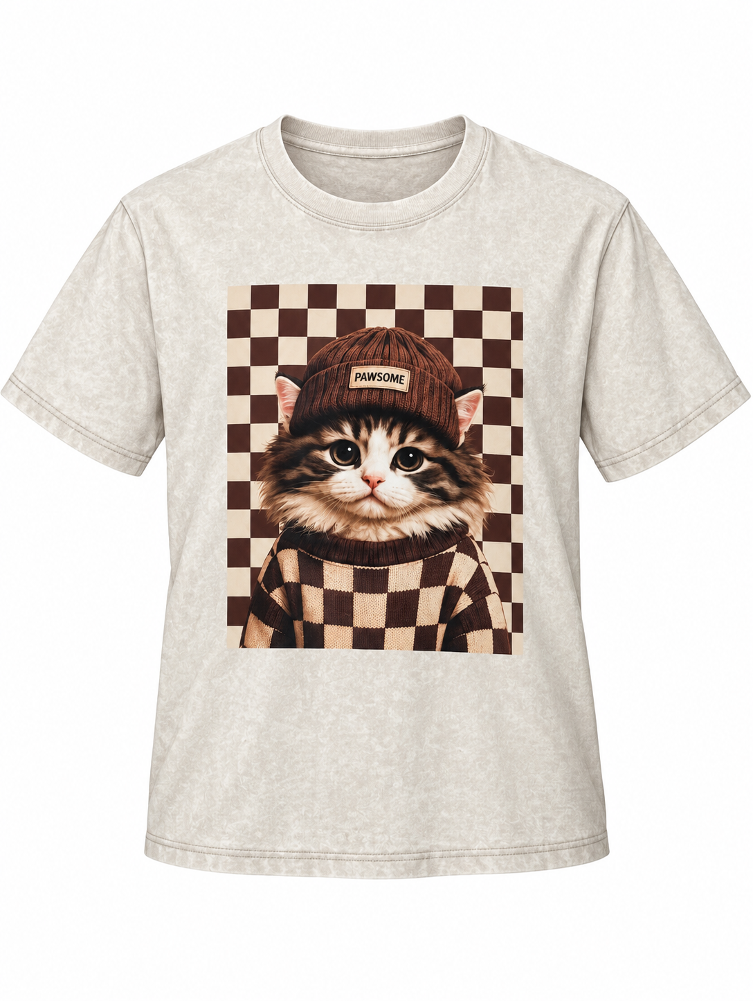 PAWSOME CHECKER CAT TEE