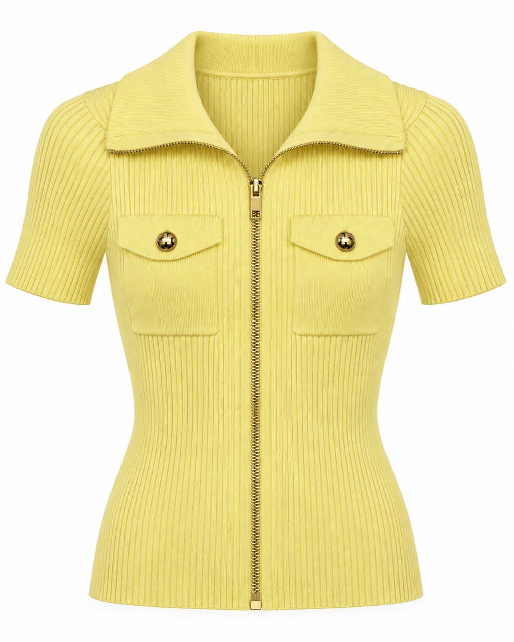 SABRINA ZIP KNIT TOP YELLOW