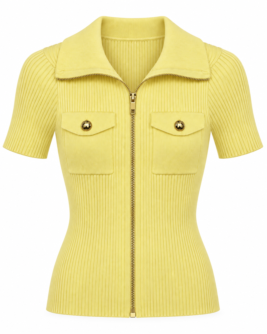 SABRINA ZIP KNIT TOP YELLOW