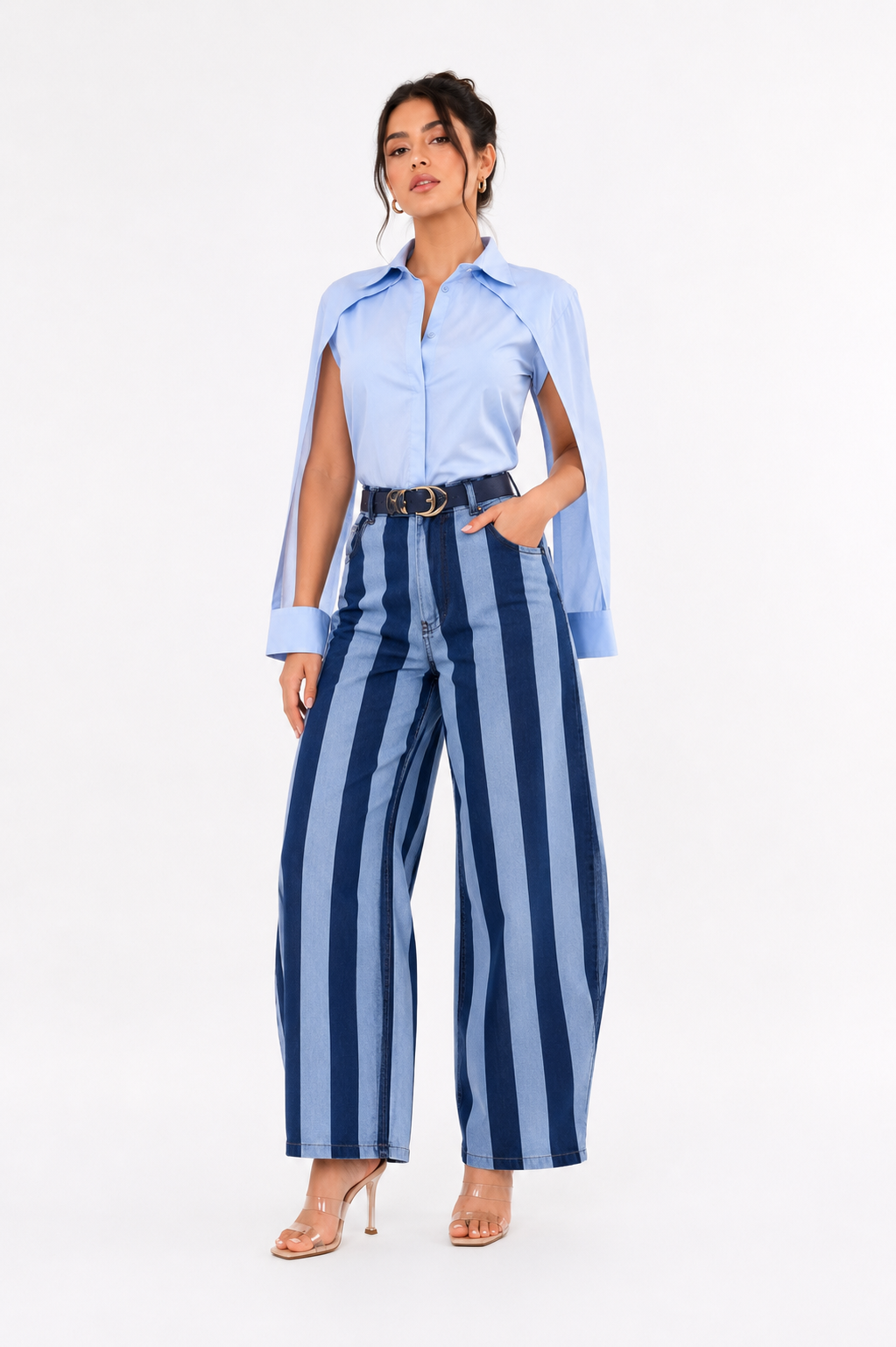 MONROE STRIPE BARREL JEANS