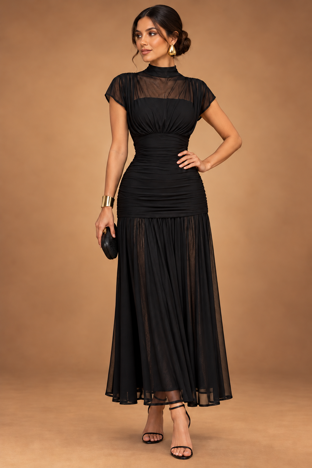 VIVIENNE MESH MIDI DRESS
