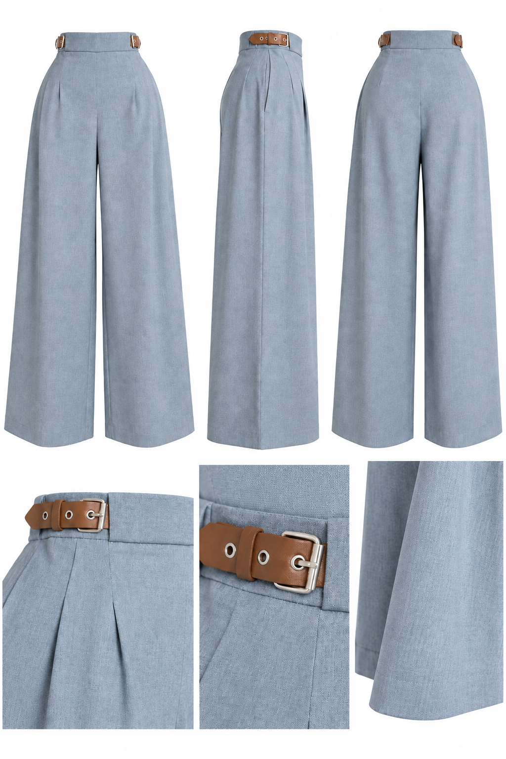 CAMBRIDGE BELTED WIDE LEG PANTS
