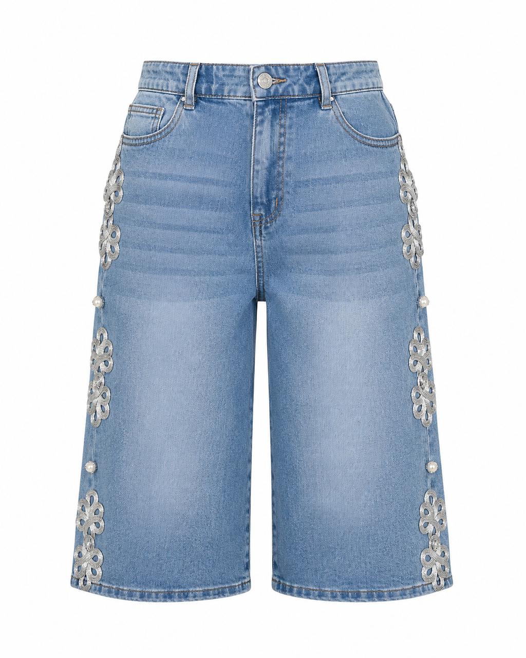 PEARL BLOOM DENIM BERMUDA