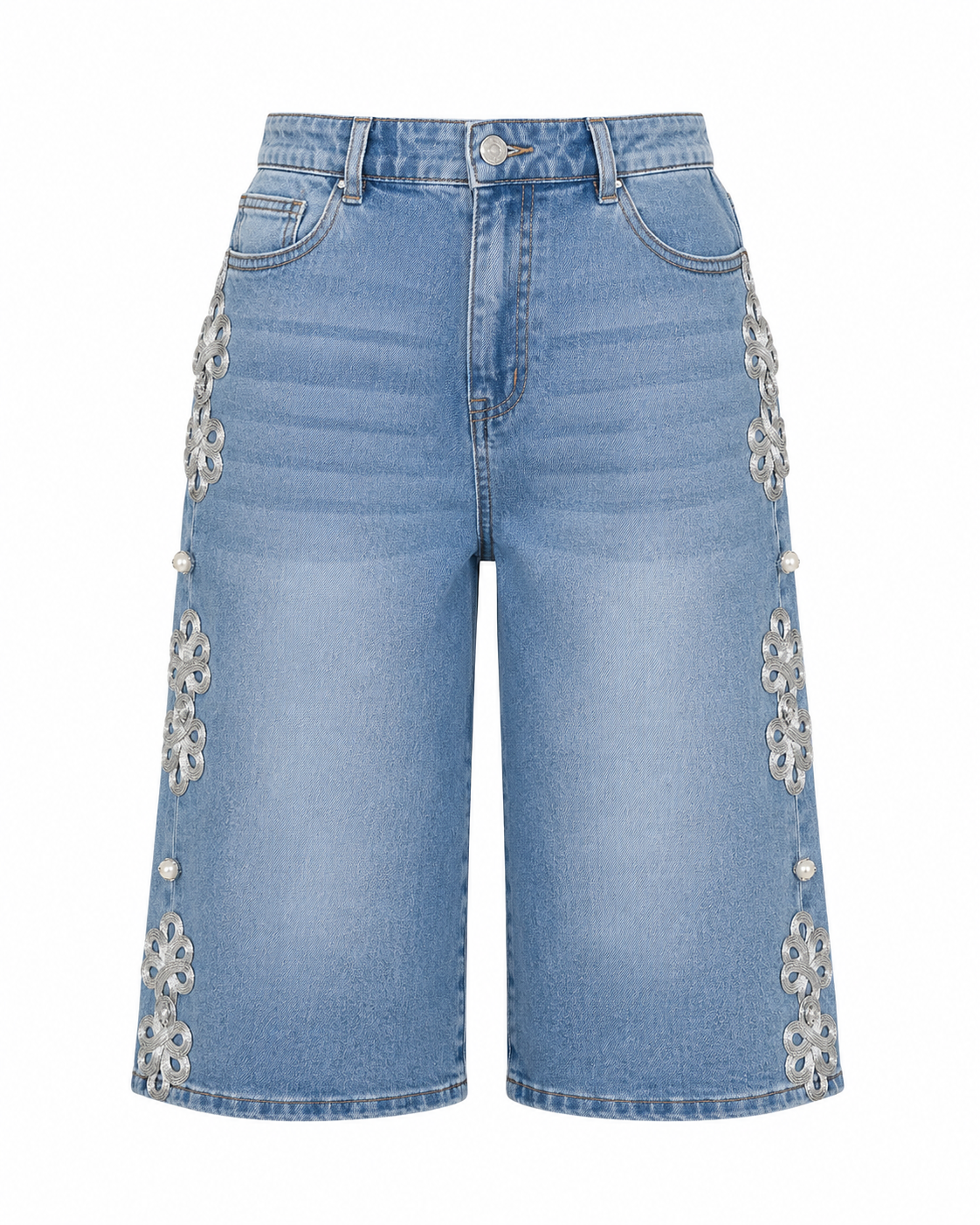 PEARL BLOOM DENIM BERMUDA