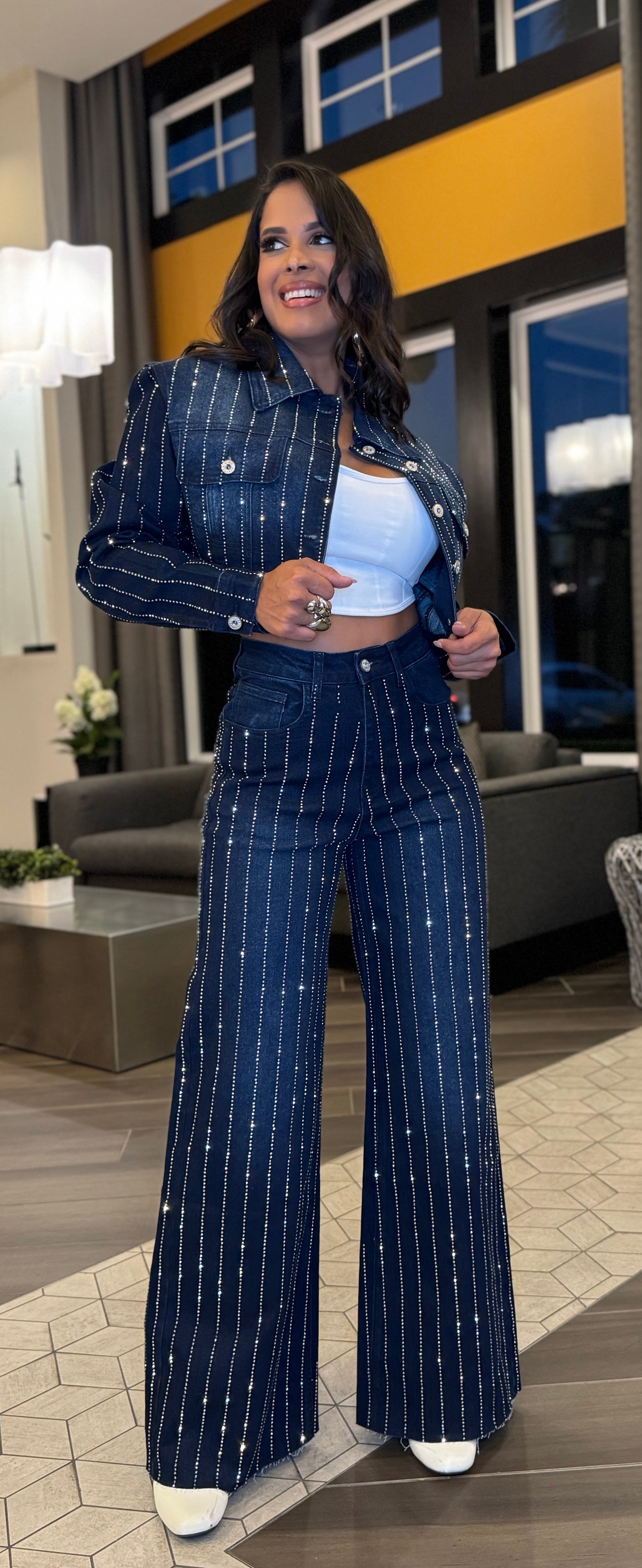 Luna Luxe Stripe Denim Set