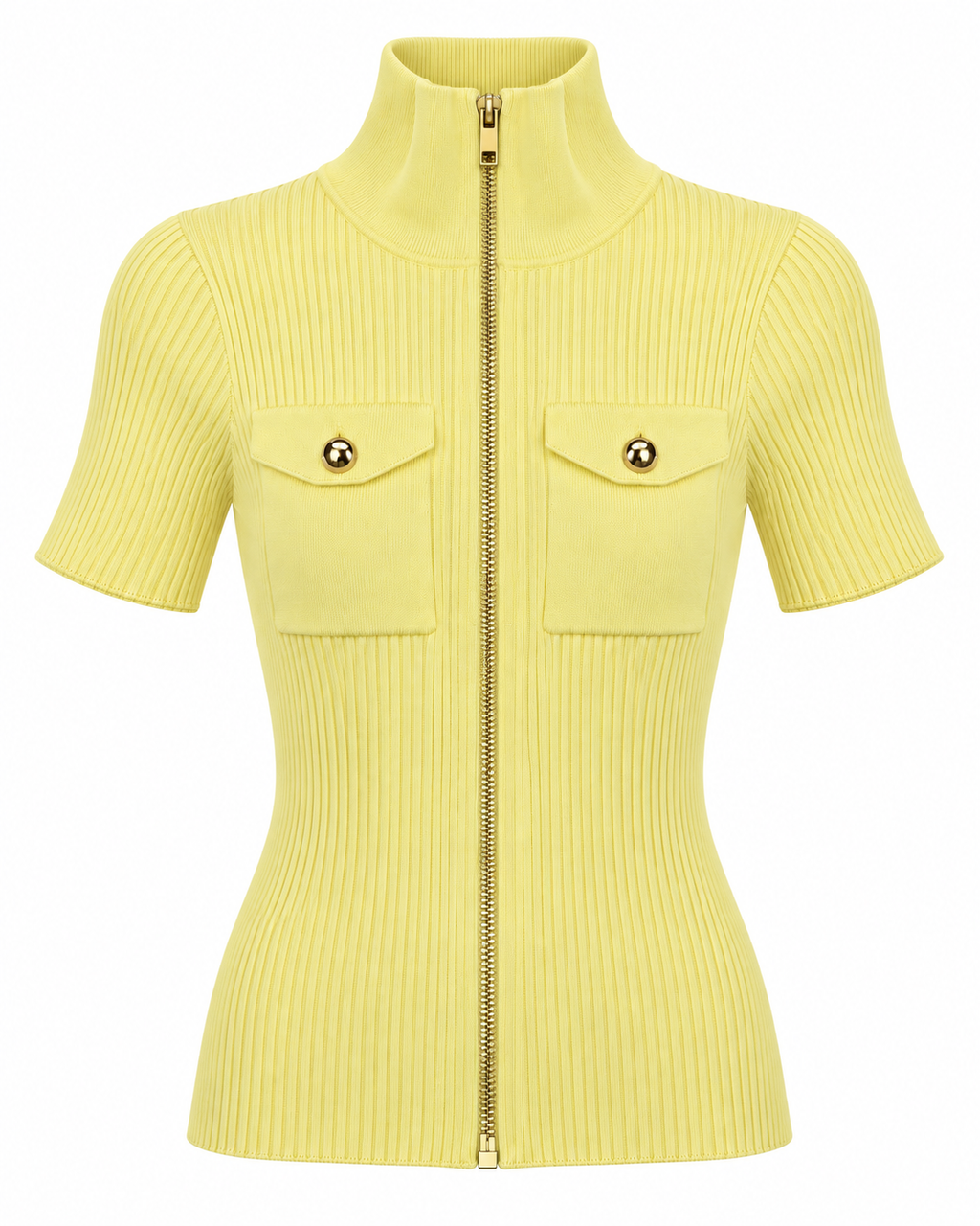 SABRINA ZIP KNIT TOP YELLOW