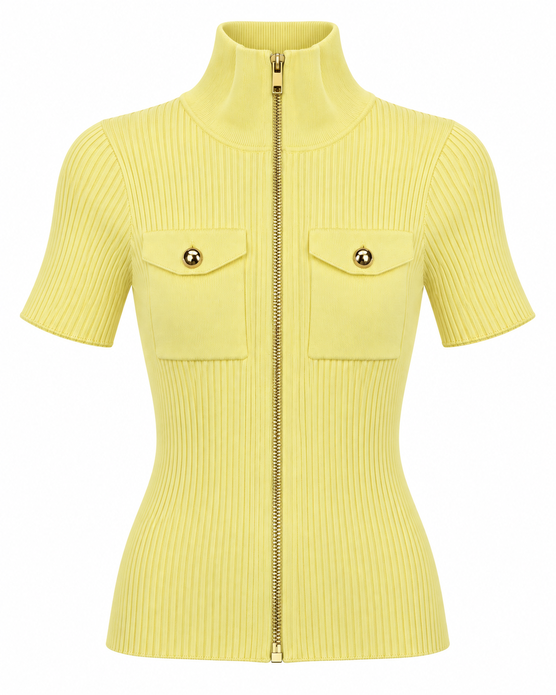 SABRINA ZIP KNIT TOP YELLOW