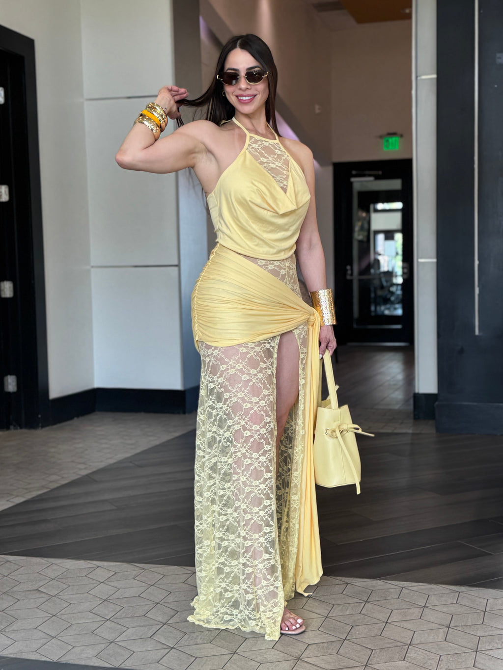 AURÉLIE YELLOW LACE DRESS