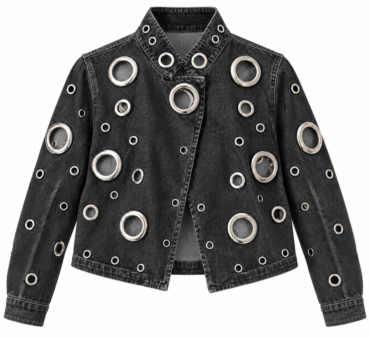 SILVER EDGE EYELET DENIM JACKET